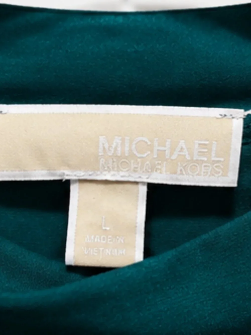 Michael Kors Emerald Green Mock Neck Top Size Large Button Shoulder Long Sleeve